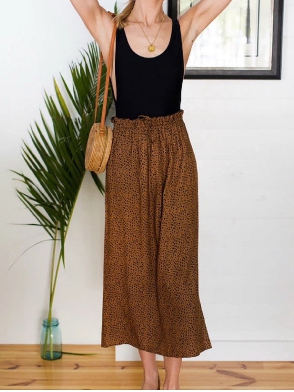 Emerson Fry India Drawstring Wrap Midi Skirt Cheetah Spots Paper Bag Size M